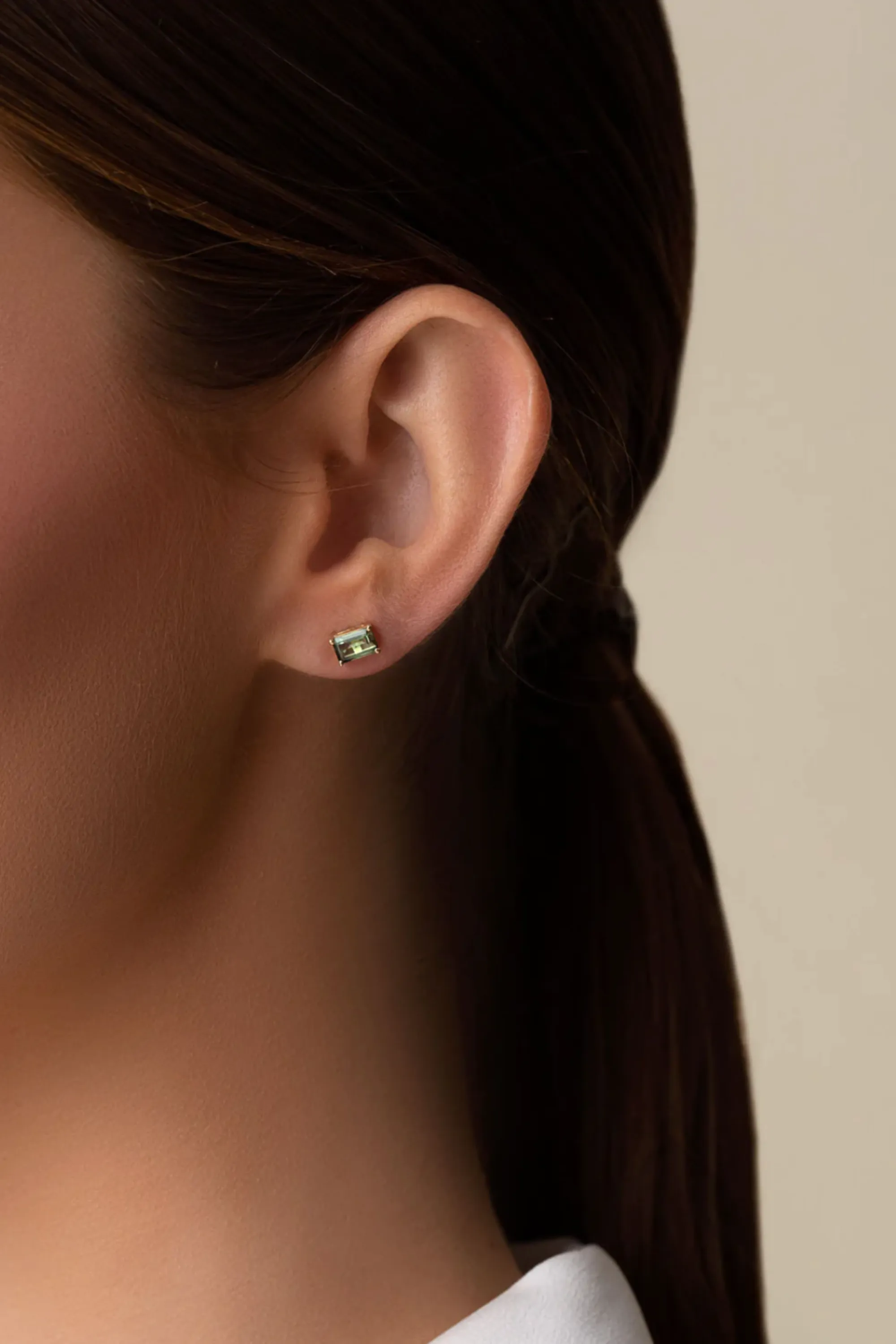 Amalfi Emerald Cut Studs, Green Envy Topaz