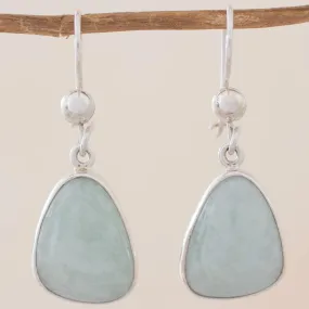 Apple Green Jade & Silver Dangle Earrings