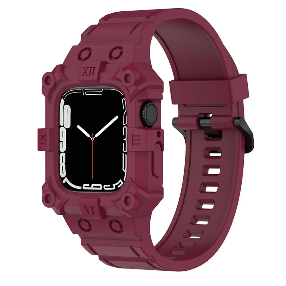 Apple Watch (41mm) cool silicone watch strap with cover - Wine Red