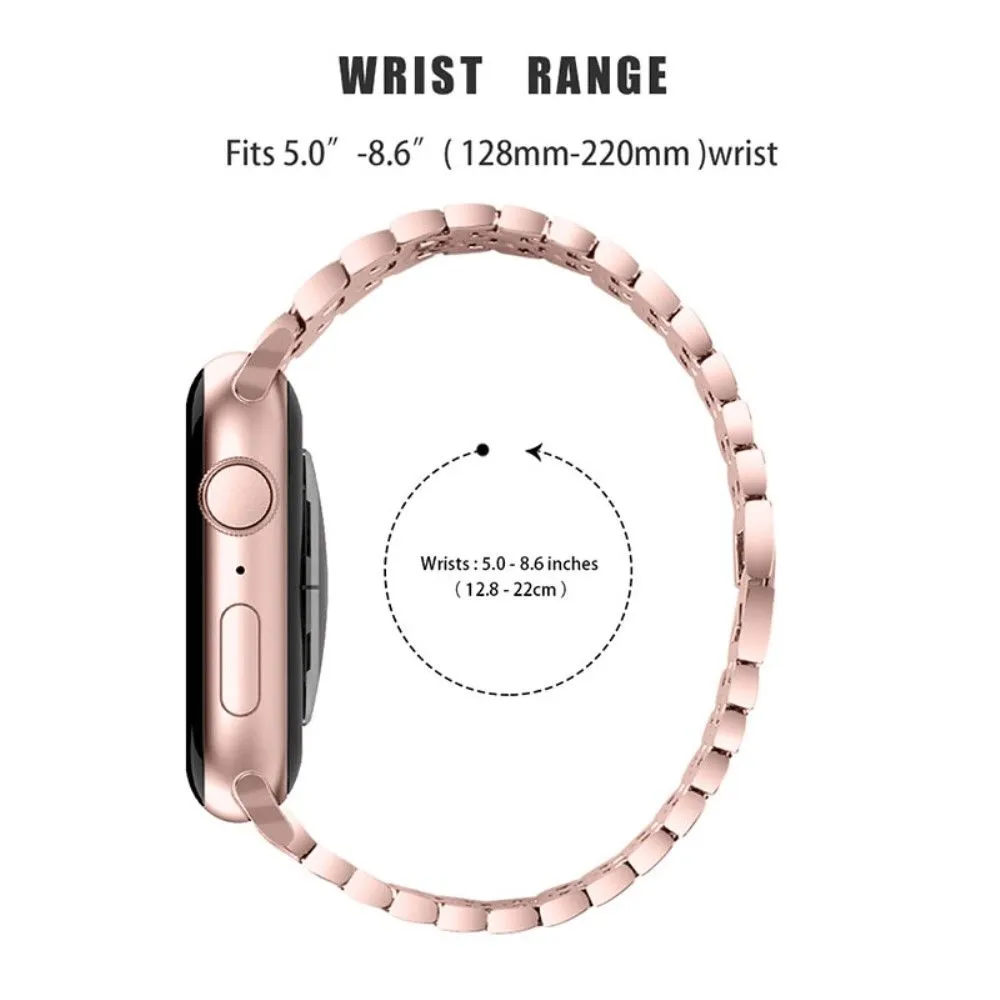 Apple Watch (41mm) five bead shiny rhinestone watch strap - Pink Gold / Transparent / Rose Gold