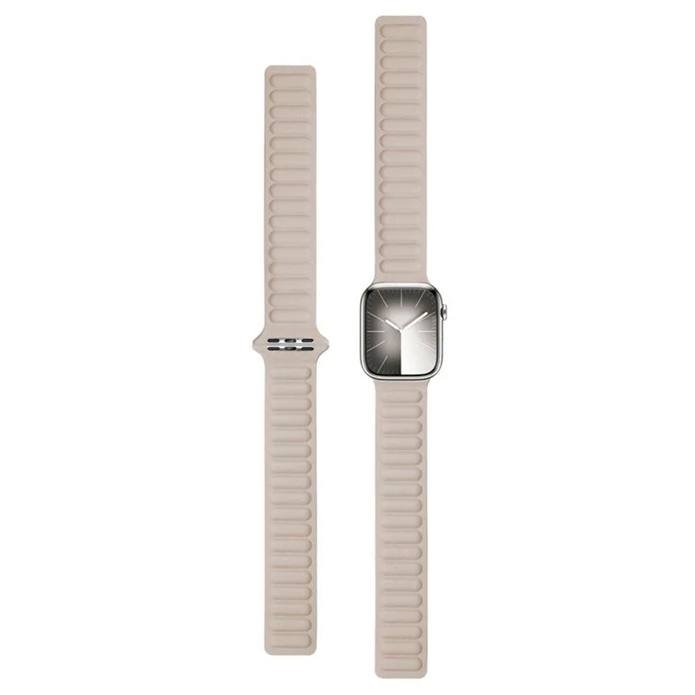 Apple Watch (42/44/SE/45/46/49mm) Lippa Magnetisk Læder Rem - Beige