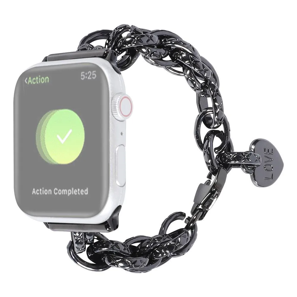 Apple Watch (45mm) stainless steel watch strap with pendant - Black