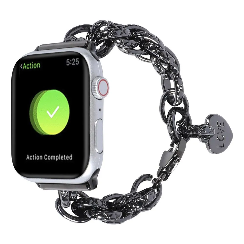 Apple Watch (45mm) stainless steel watch strap with pendant - Black