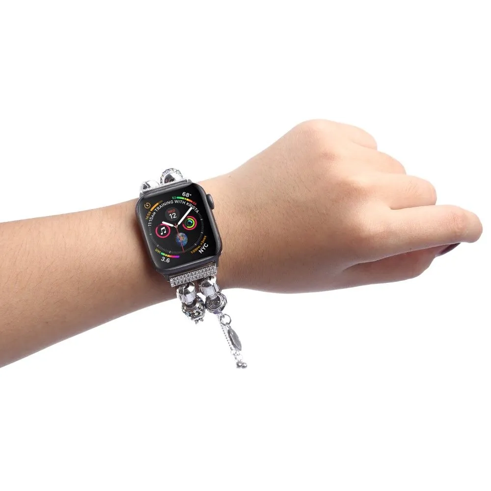 Apple Watch (45mm) stylish bead loop watch strap - Silver / Purple