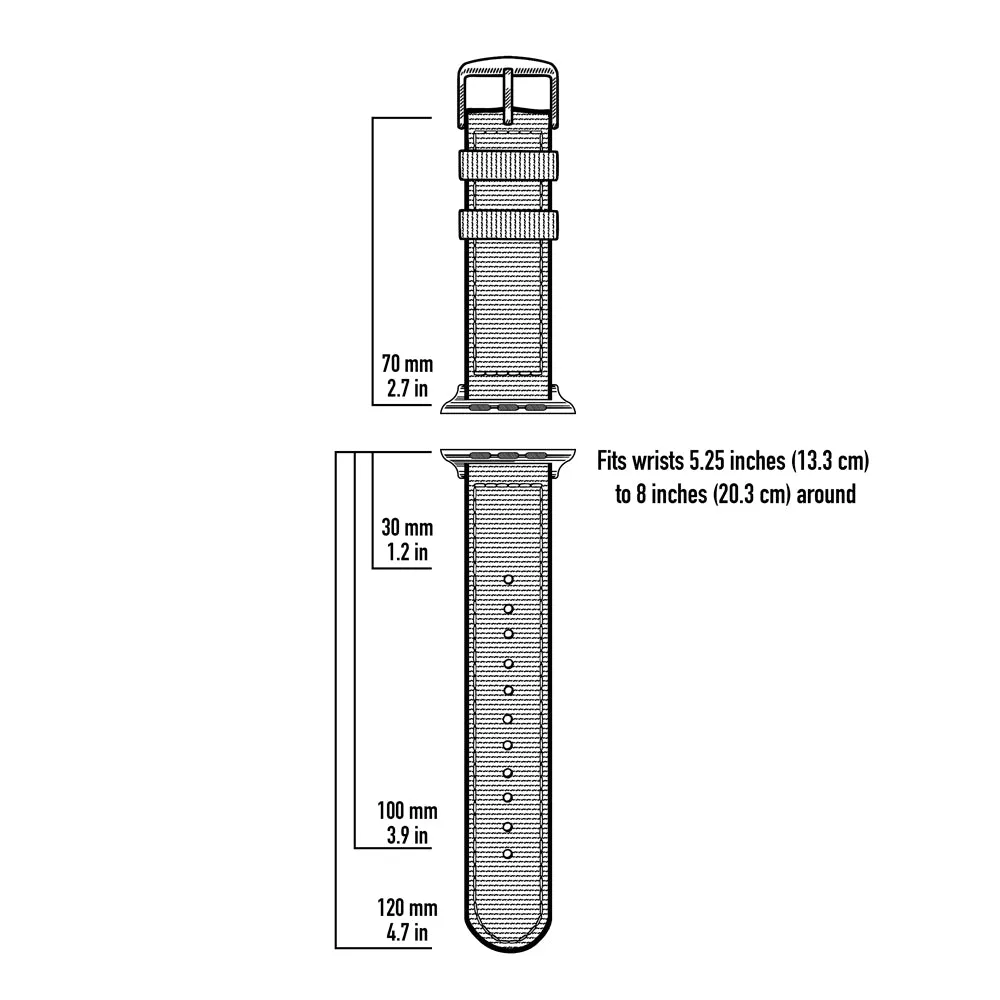 Apple Watch Nylon Watch Band - Khaki/Black