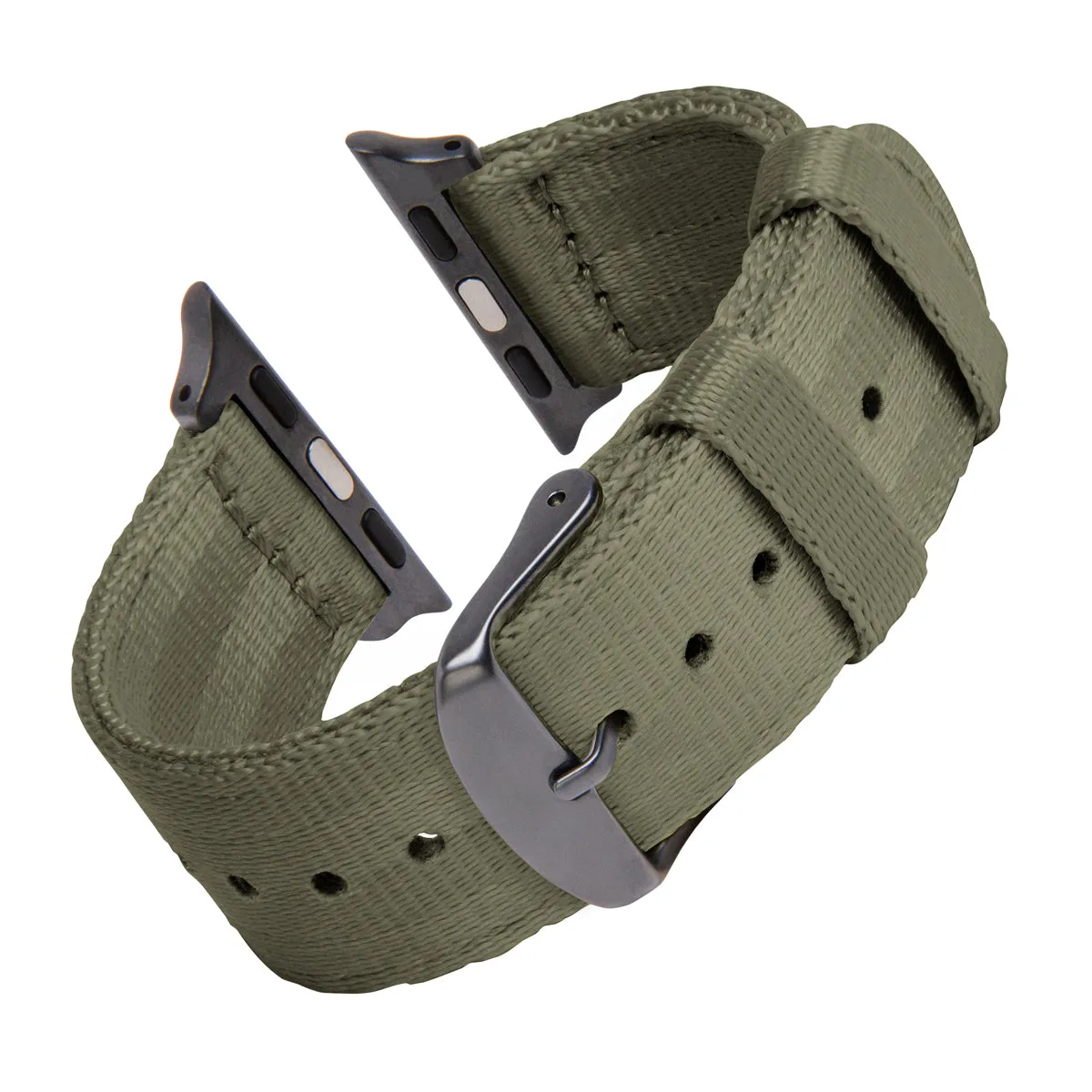 Apple Watch Seat Belt Nylon Watch Band - Olive/Gray