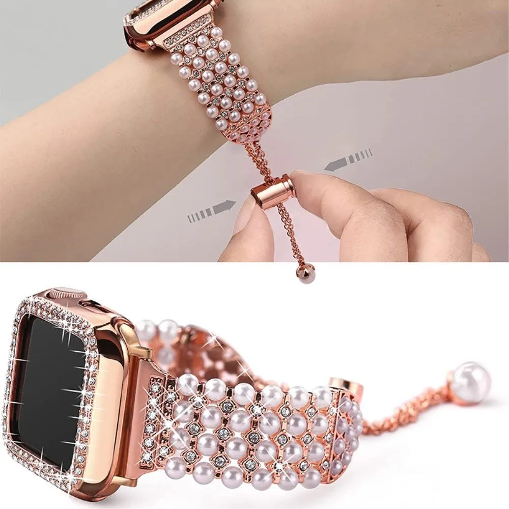 Apple Watch Series 3/2/1 38mm rhinestone faux pearl   elegant cover - Rose Gold