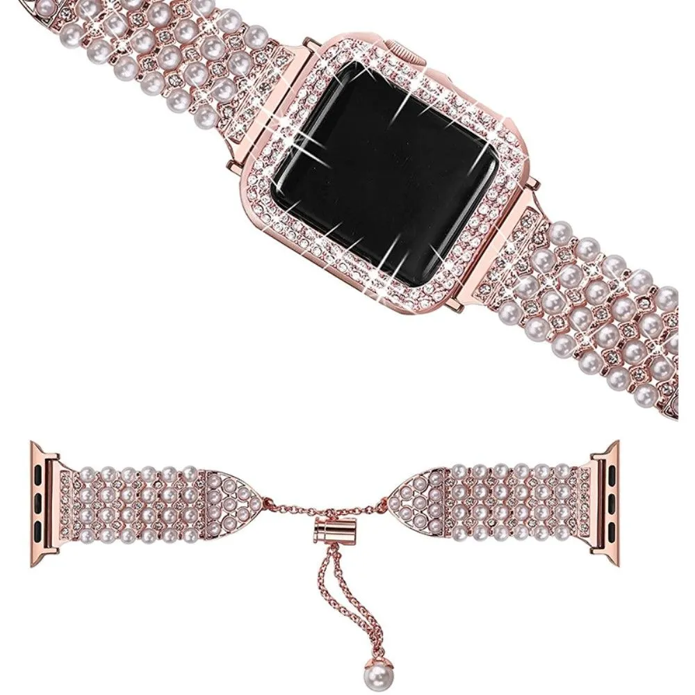 Apple Watch Series 3/2/1 38mm rhinestone faux pearl   elegant cover - Rose Gold