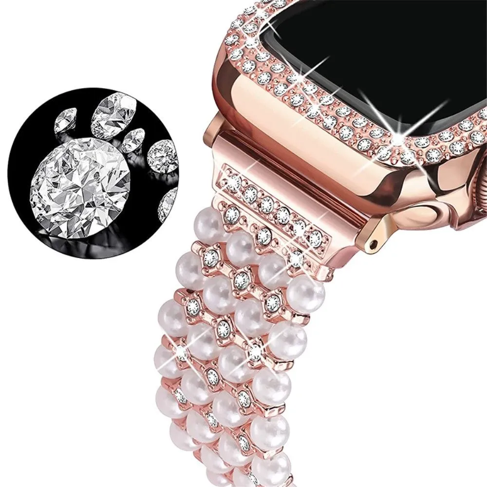 Apple Watch Series 3/2/1 38mm rhinestone faux pearl   elegant cover - Rose Gold