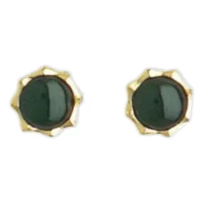 Ariki 22K Gold Round Nephrite Jade Stud Earrings