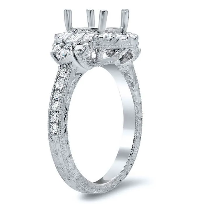 Art Deco Style Halo Engagement Ring