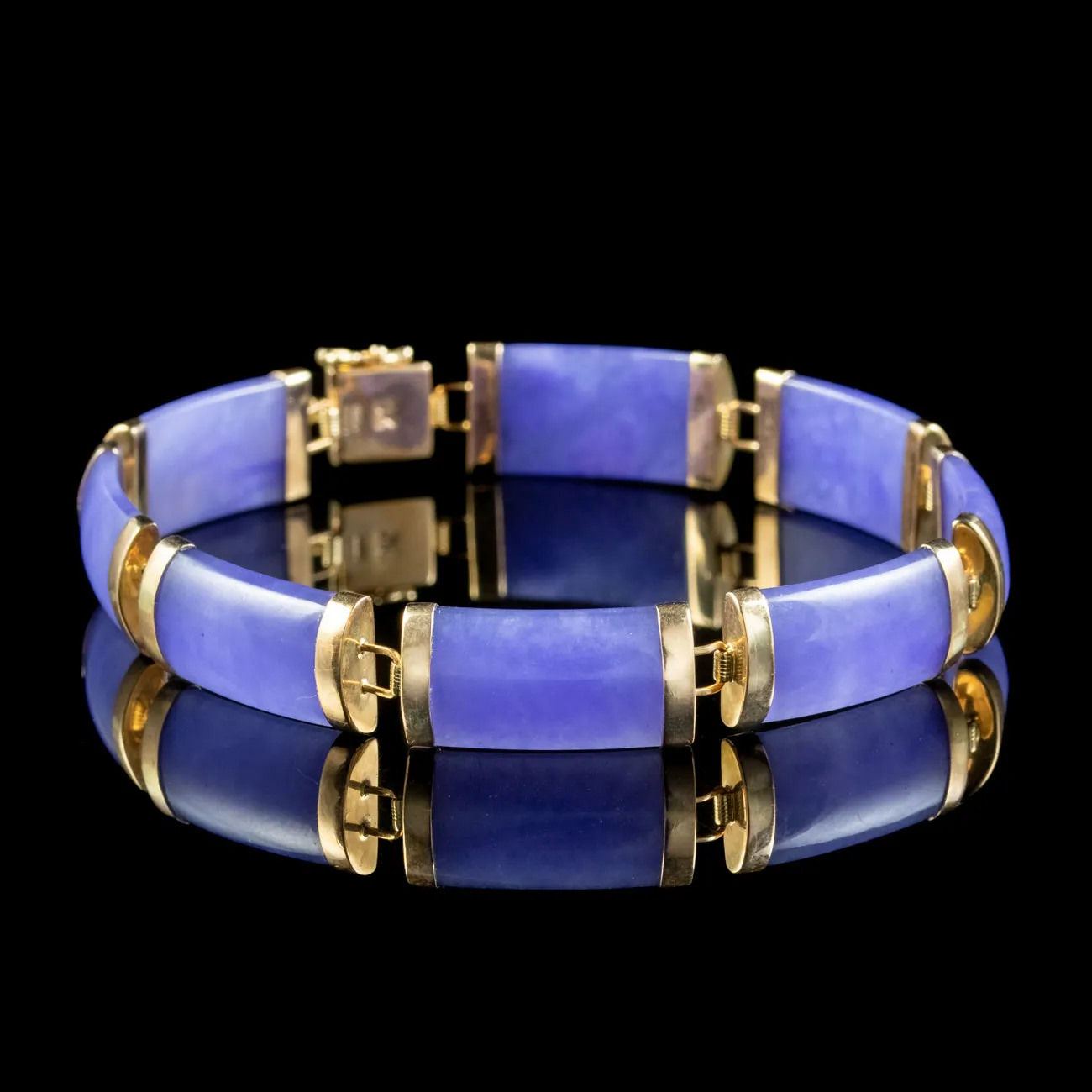 Art Deco Style Lavender Jade Bracelet 9ct Gold