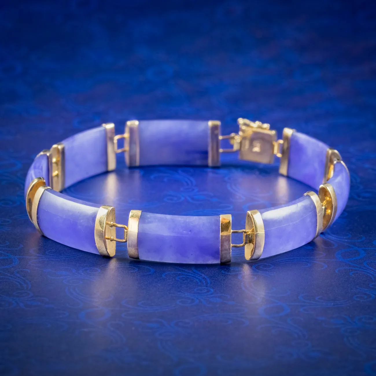 Art Deco Style Lavender Jade Bracelet 9ct Gold