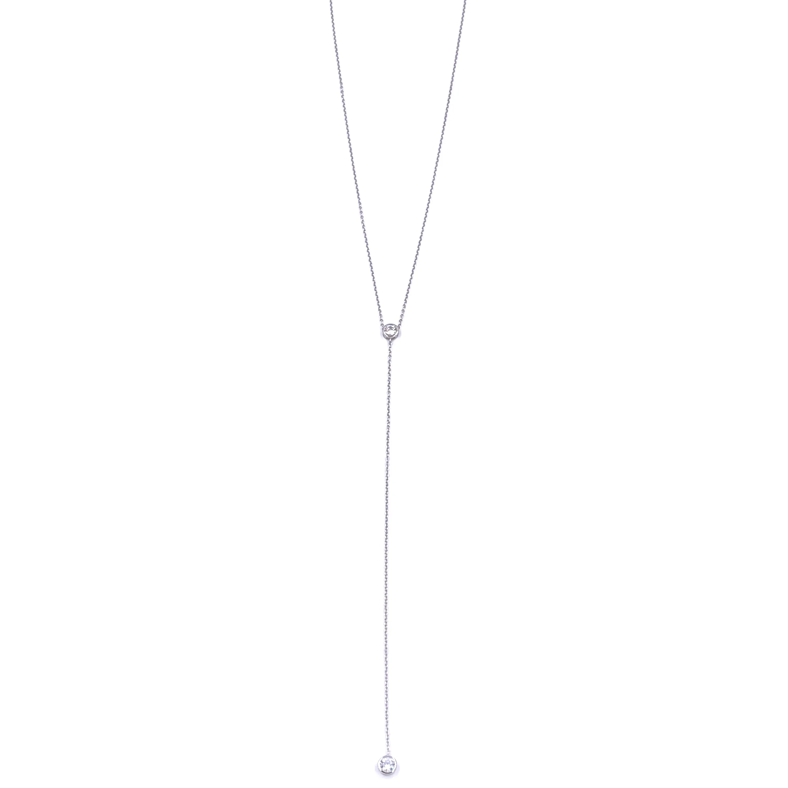 Ashley Gold Sterling Silver CZ Center And Drop Lariat Necklace