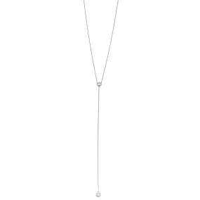 Ashley Gold Sterling Silver CZ Center And Drop Lariat Necklace