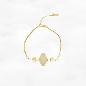 Auspicious White Jade Chain Bracelet Gold