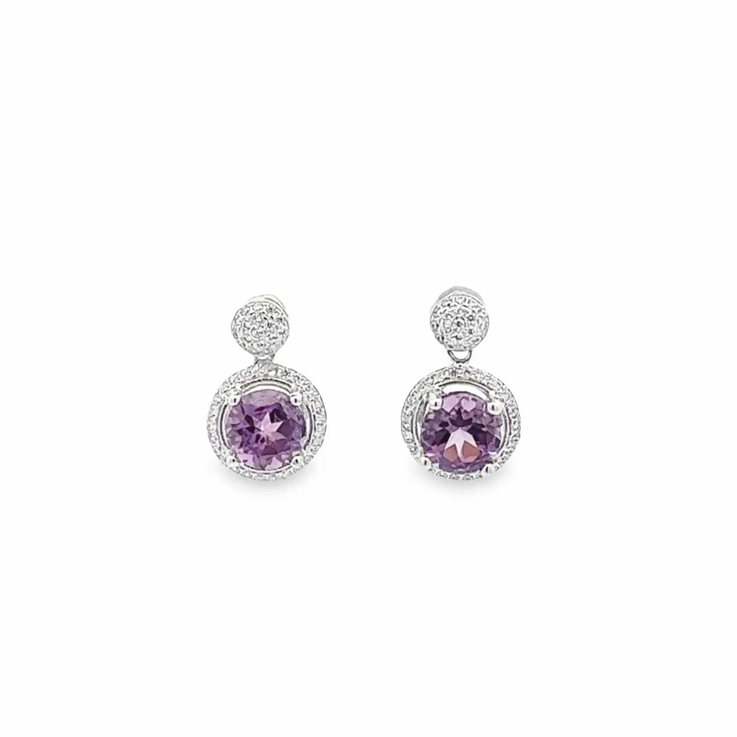 Baikalla™ Classic Sterling Silver Natural Amethyst Citrine Dangle Earrings With CZ