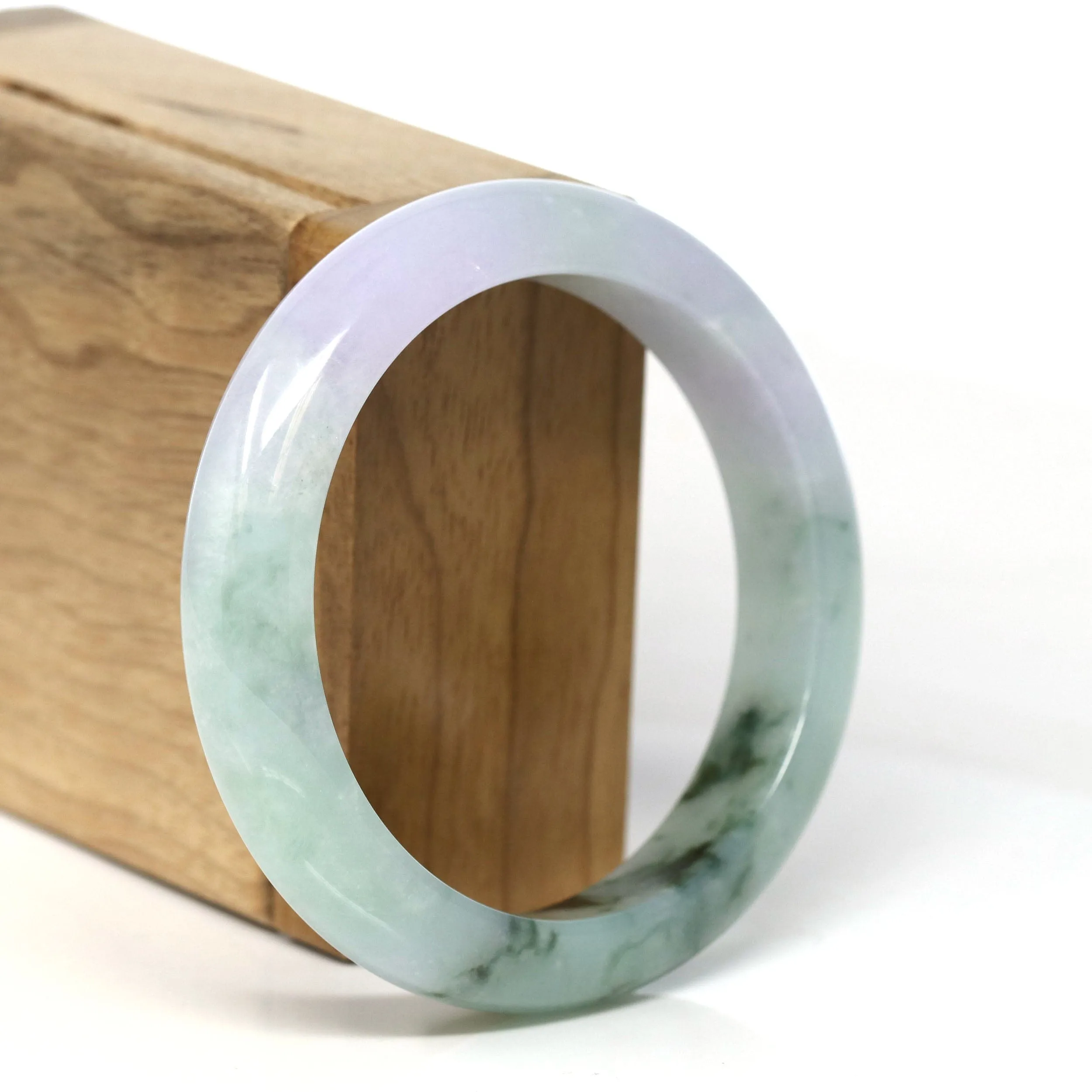 Baikalla Natural Burmese Lavender and Blue-Green Jadeite Jade Bangle Bracelet (56.43mm) #T304