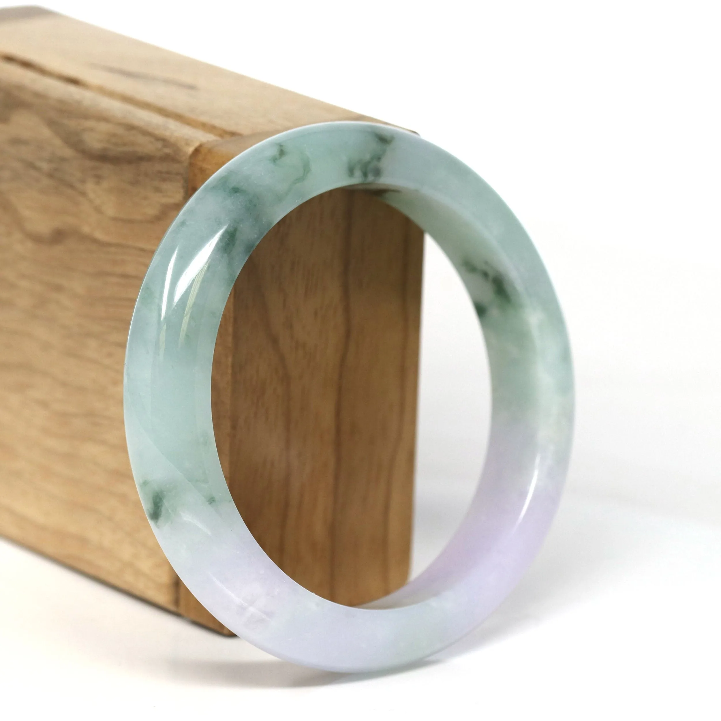 Baikalla Natural Burmese Lavender and Blue-Green Jadeite Jade Bangle Bracelet (56.43mm) #T304