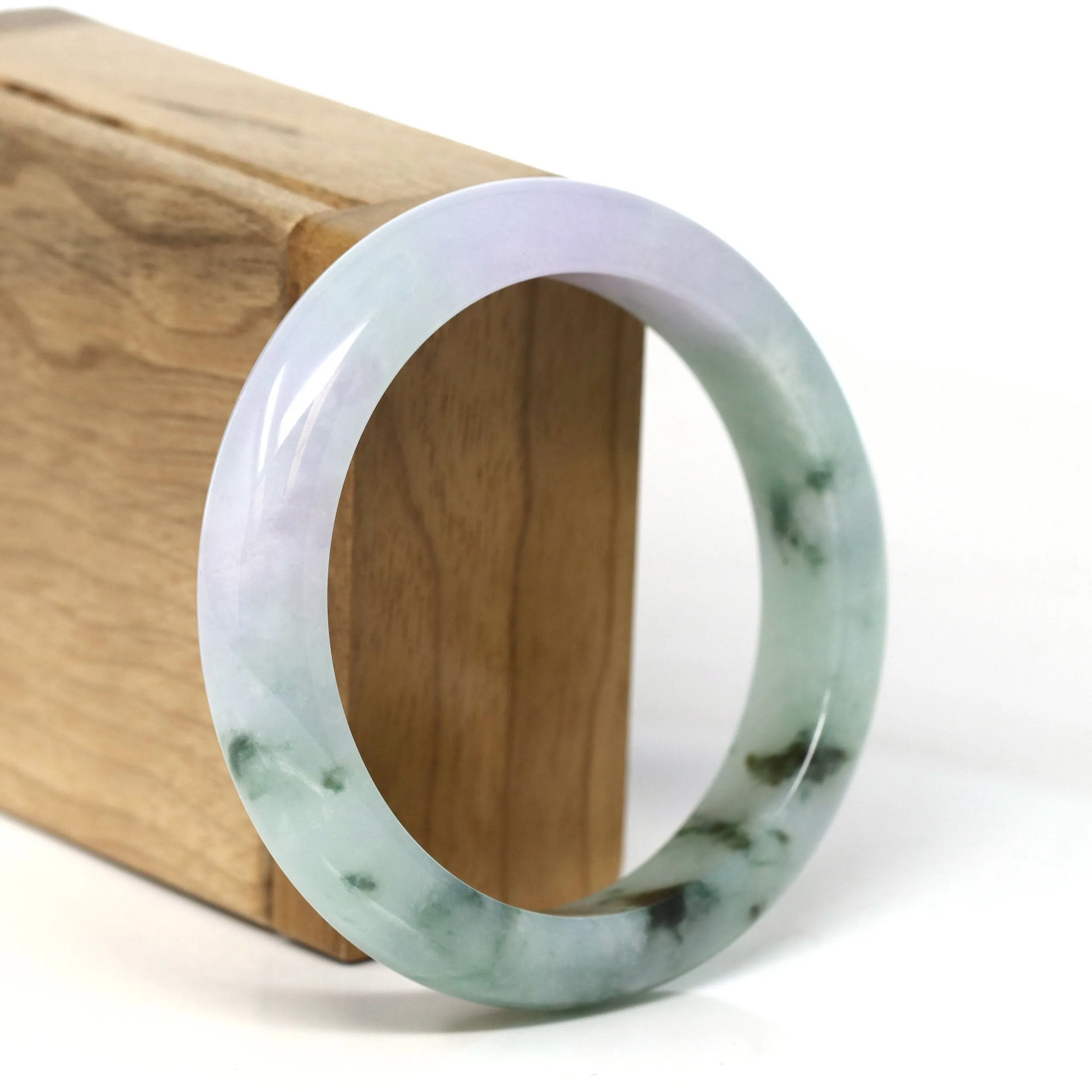 Baikalla Natural Burmese Lavender and Blue-Green Jadeite Jade Bangle Bracelet (56.43mm) #T304