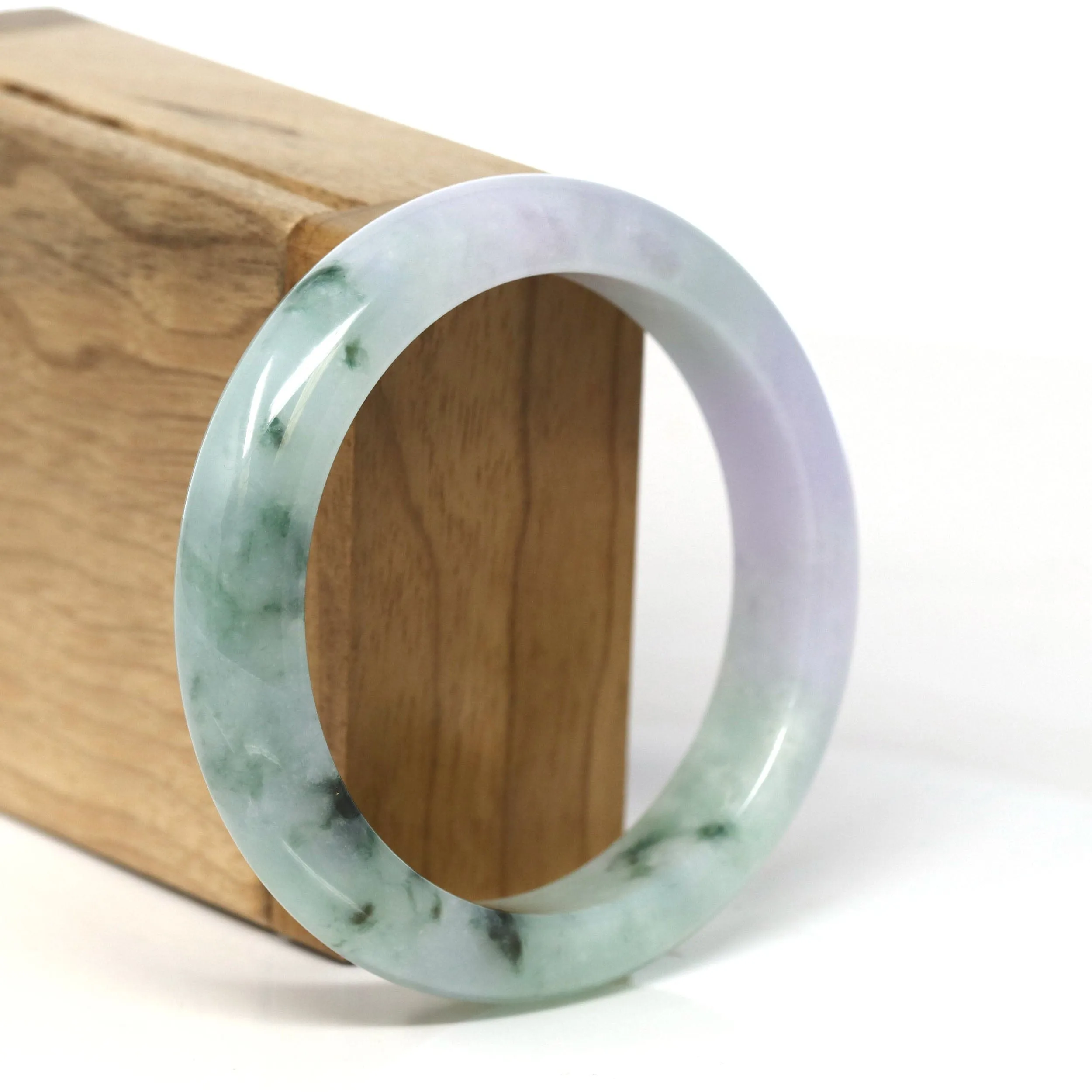 Baikalla Natural Burmese Lavender and Blue-Green Jadeite Jade Bangle Bracelet (56.43mm) #T304