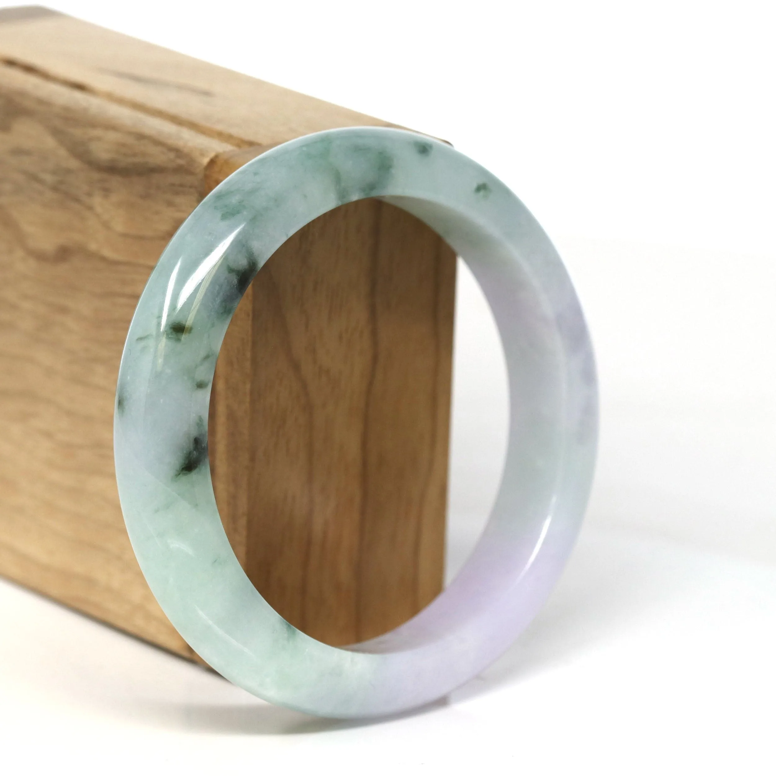 Baikalla Natural Burmese Lavender and Blue-Green Jadeite Jade Bangle Bracelet (56.43mm) #T304