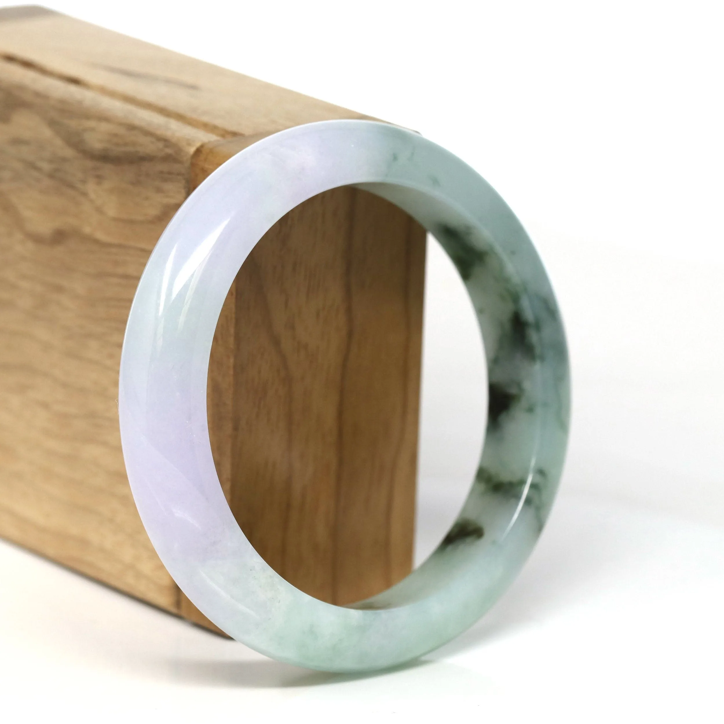 Baikalla Natural Burmese Lavender and Blue-Green Jadeite Jade Bangle Bracelet (56.43mm) #T304