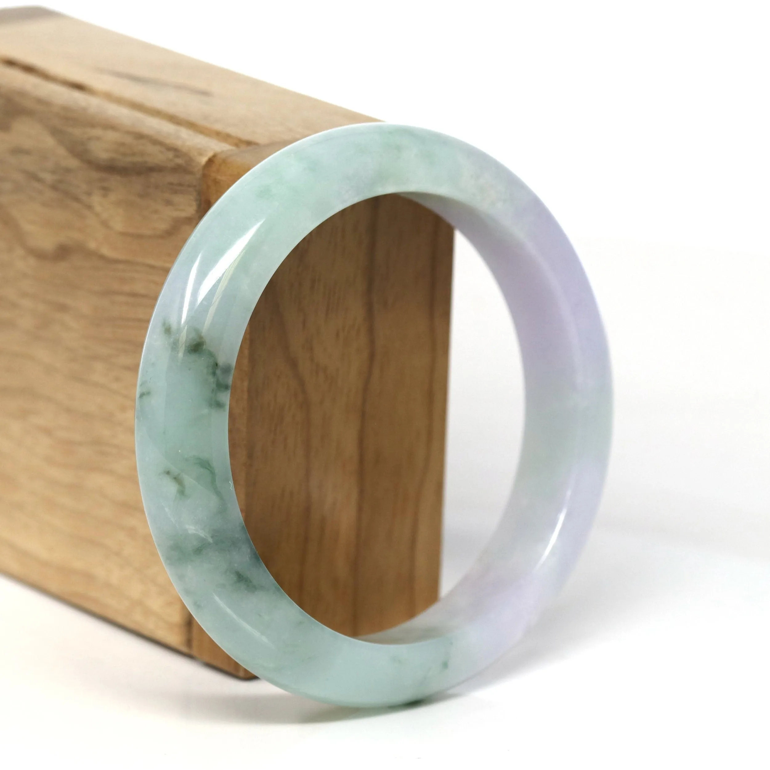 Baikalla Natural Burmese Lavender and Blue-Green Jadeite Jade Bangle Bracelet (56.43mm) #T304