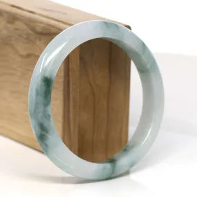 Baikalla "Half Round" Blue Green Jadeite Jade Bangle Bracelet (59.30 mm) #T344