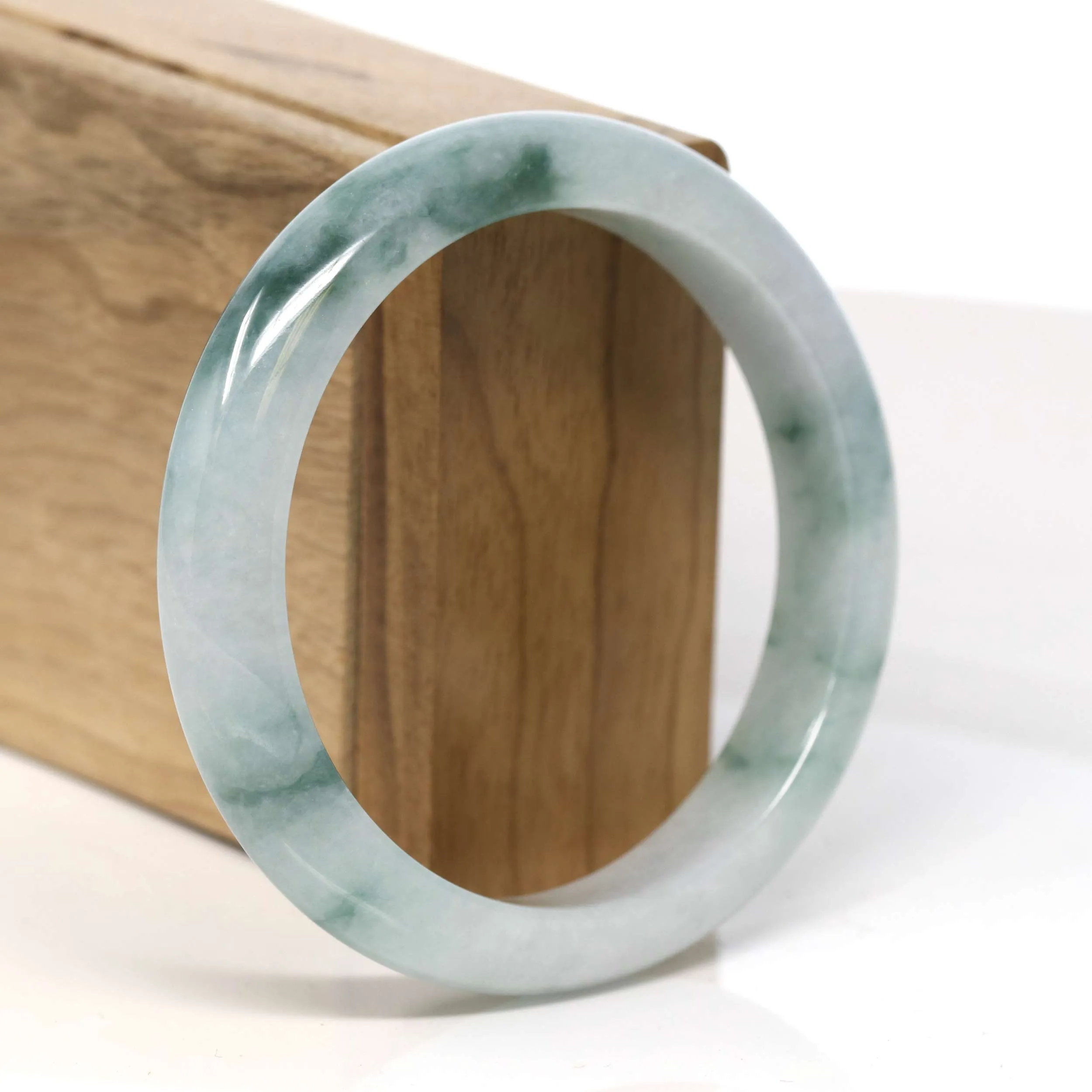 Baikalla "Half Round" Blue Green Jadeite Jade Bangle Bracelet (59.30 mm) #T344