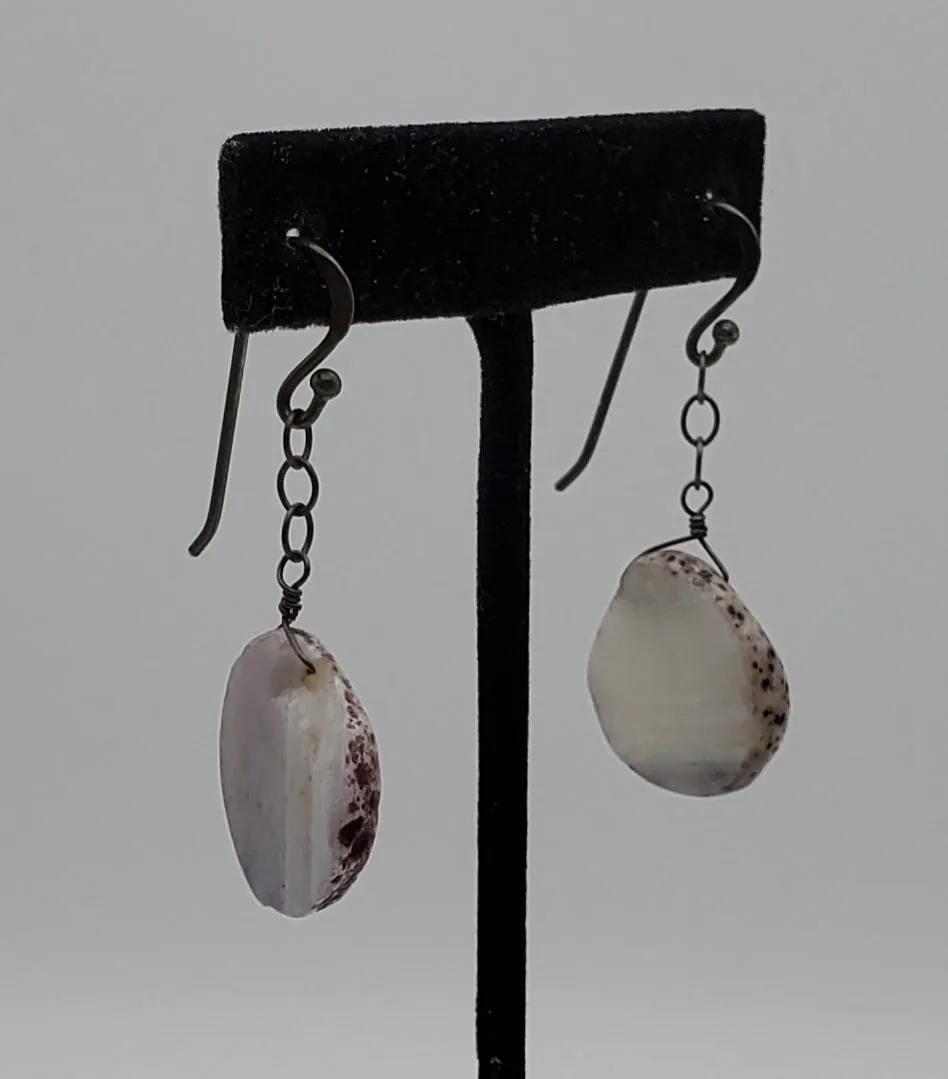 Barse - Blue Chalcedony Slice Sterling Silver Dangle Earrings