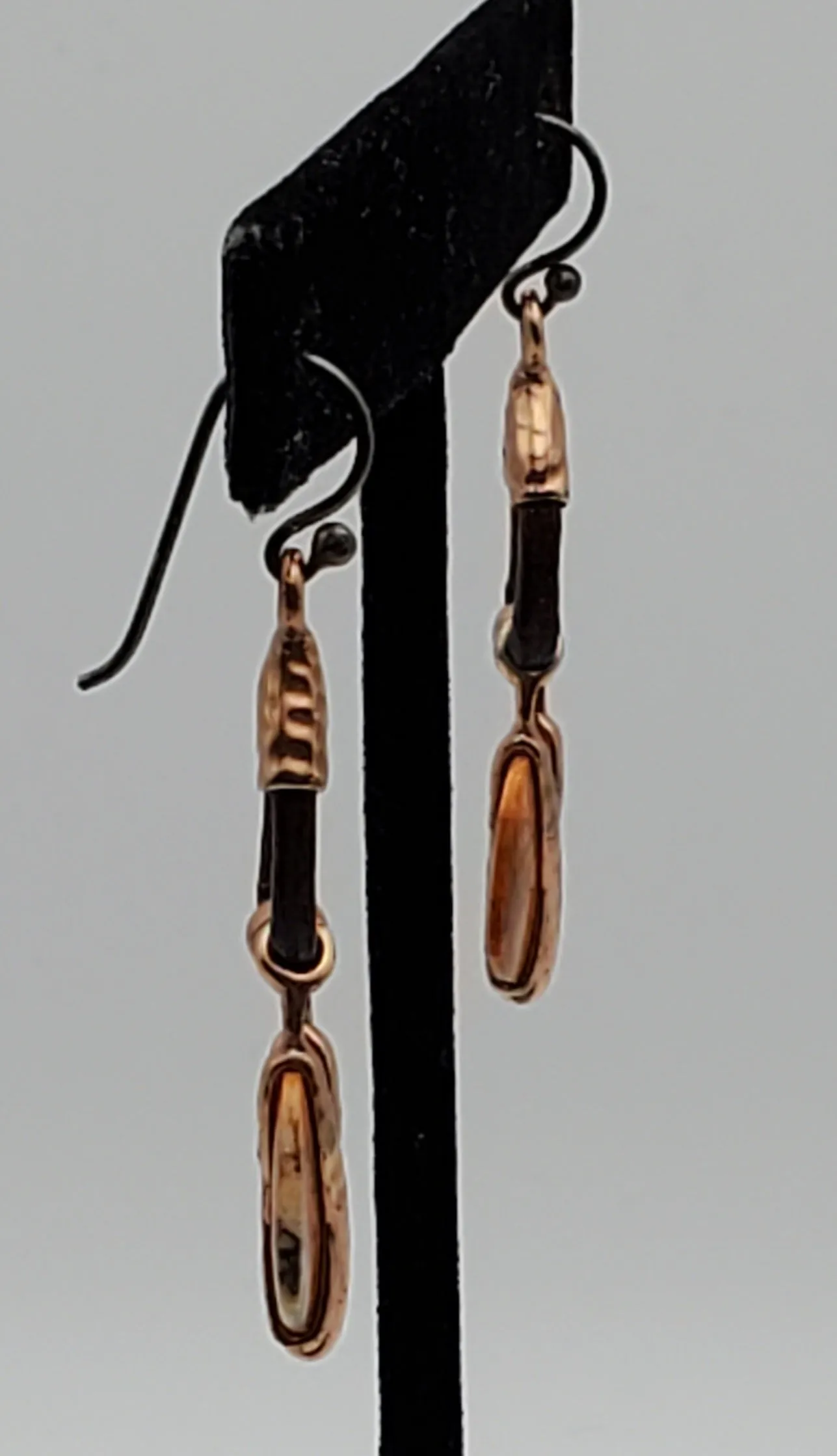 Barse - Copper, Leather and Orange Jasper Dangle Earrings