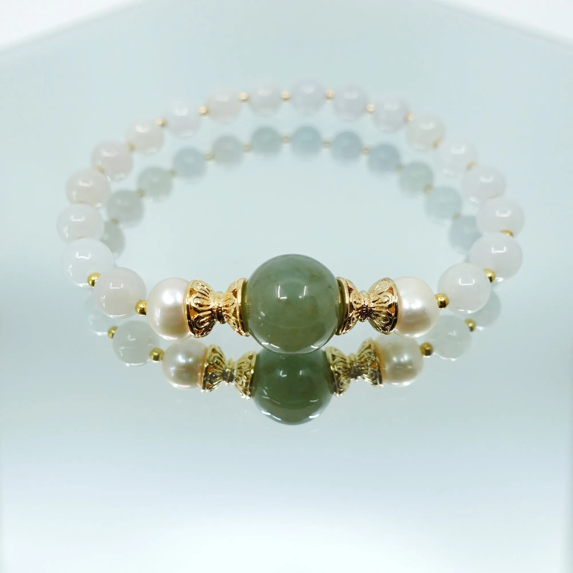 Beaded Mint Jadeite Bracelet