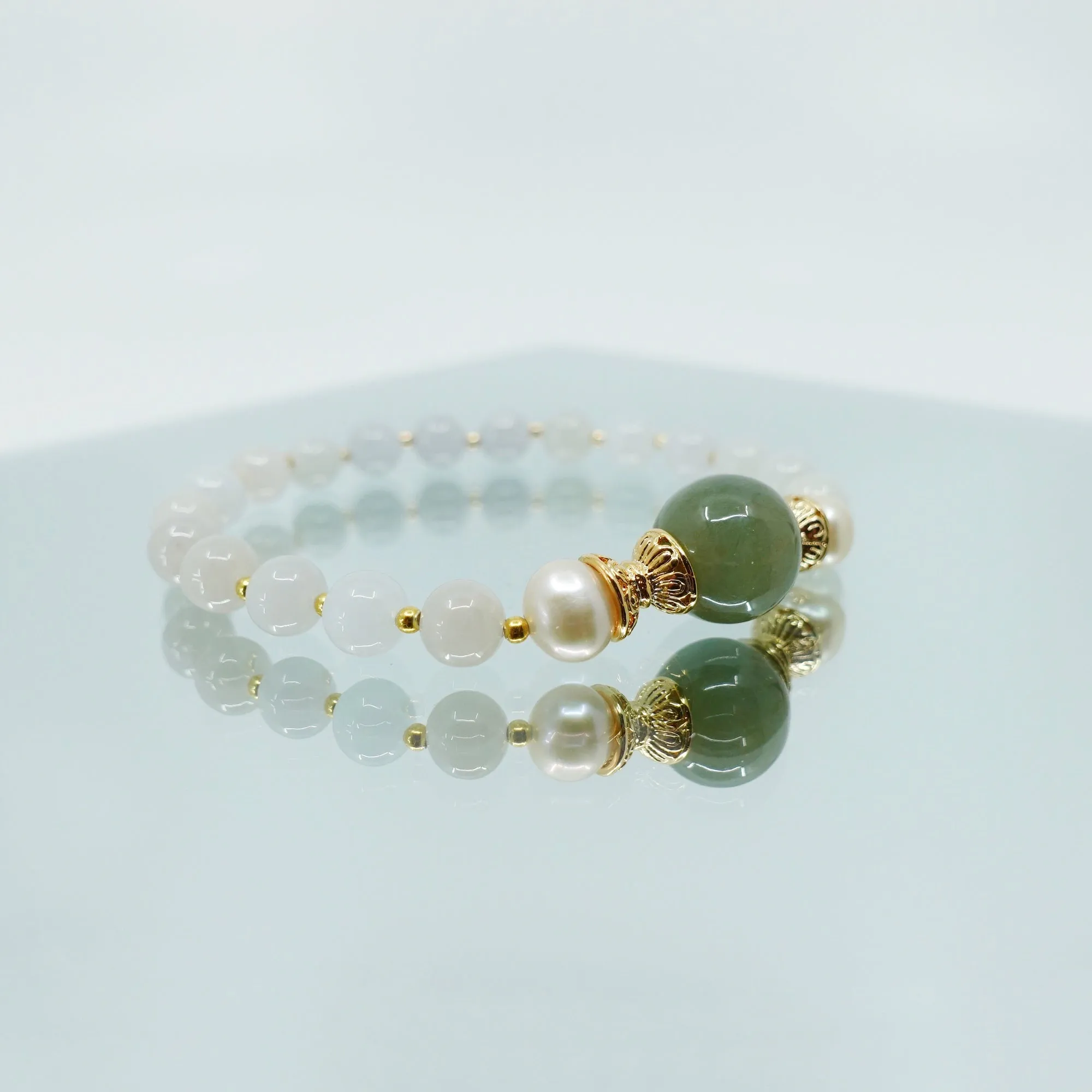 Beaded Mint Jadeite Bracelet