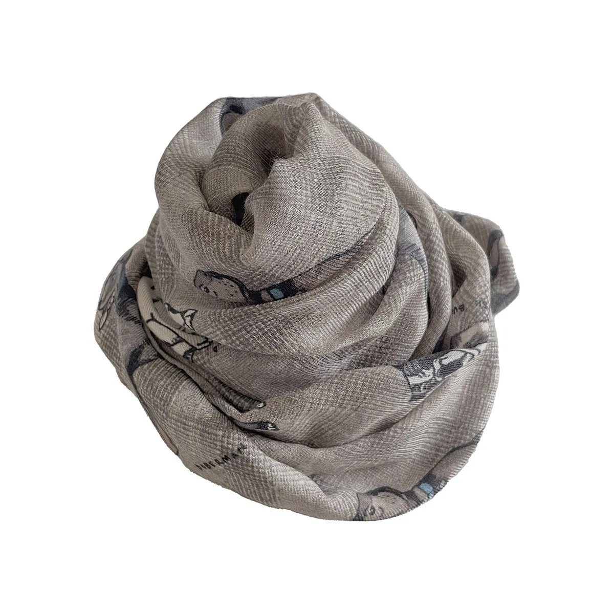 Beige Dog Design printed cashmere scarf