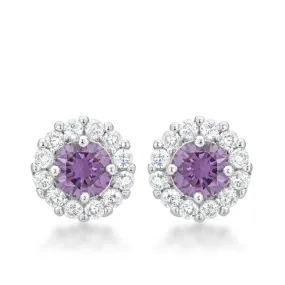 Belle Amethyst Round  Halo Stud Earrings | 2ct