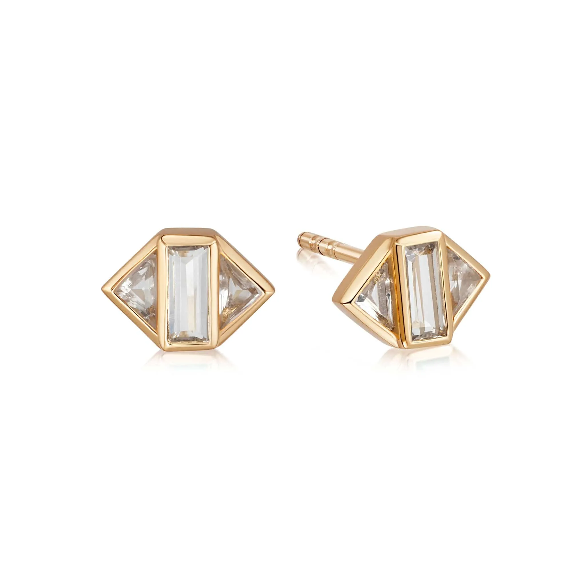 Beloved White Topaz Stud Earrings 18ct Gold Plate