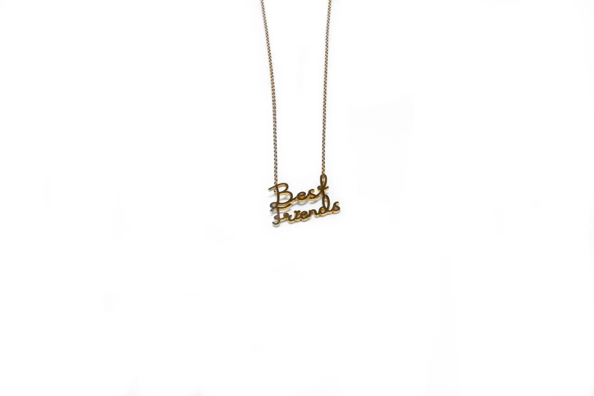 Best Friend script necklace gold