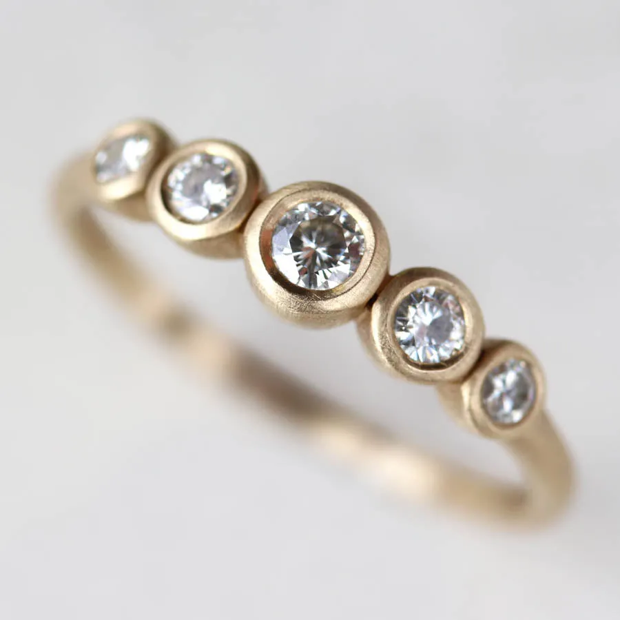 Bezel-set Five Stone Ring •