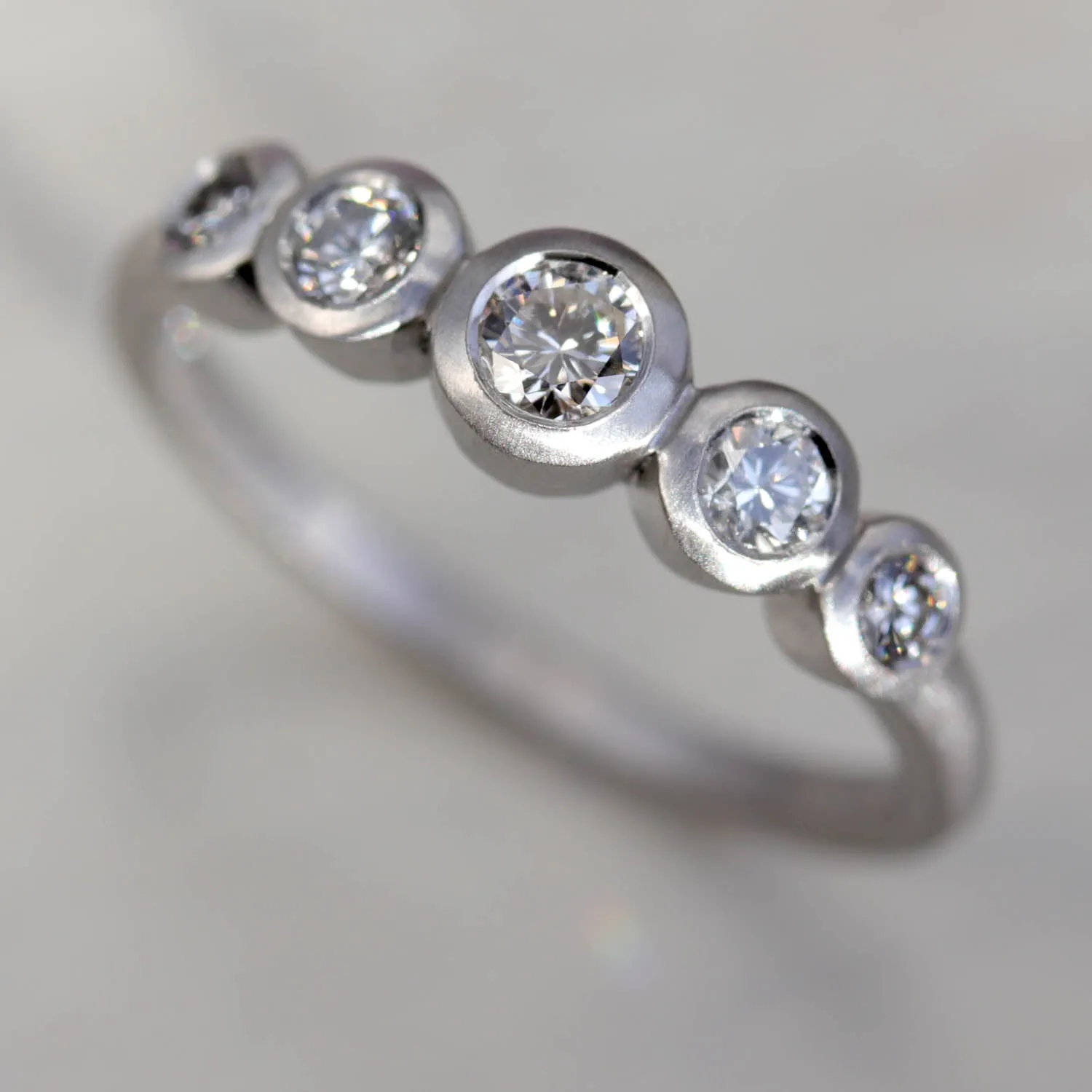 Bezel-set Five Stone Ring •