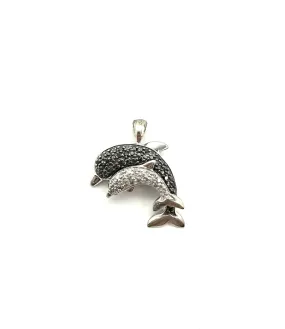 Black & White Diamond Dolphin Pendant