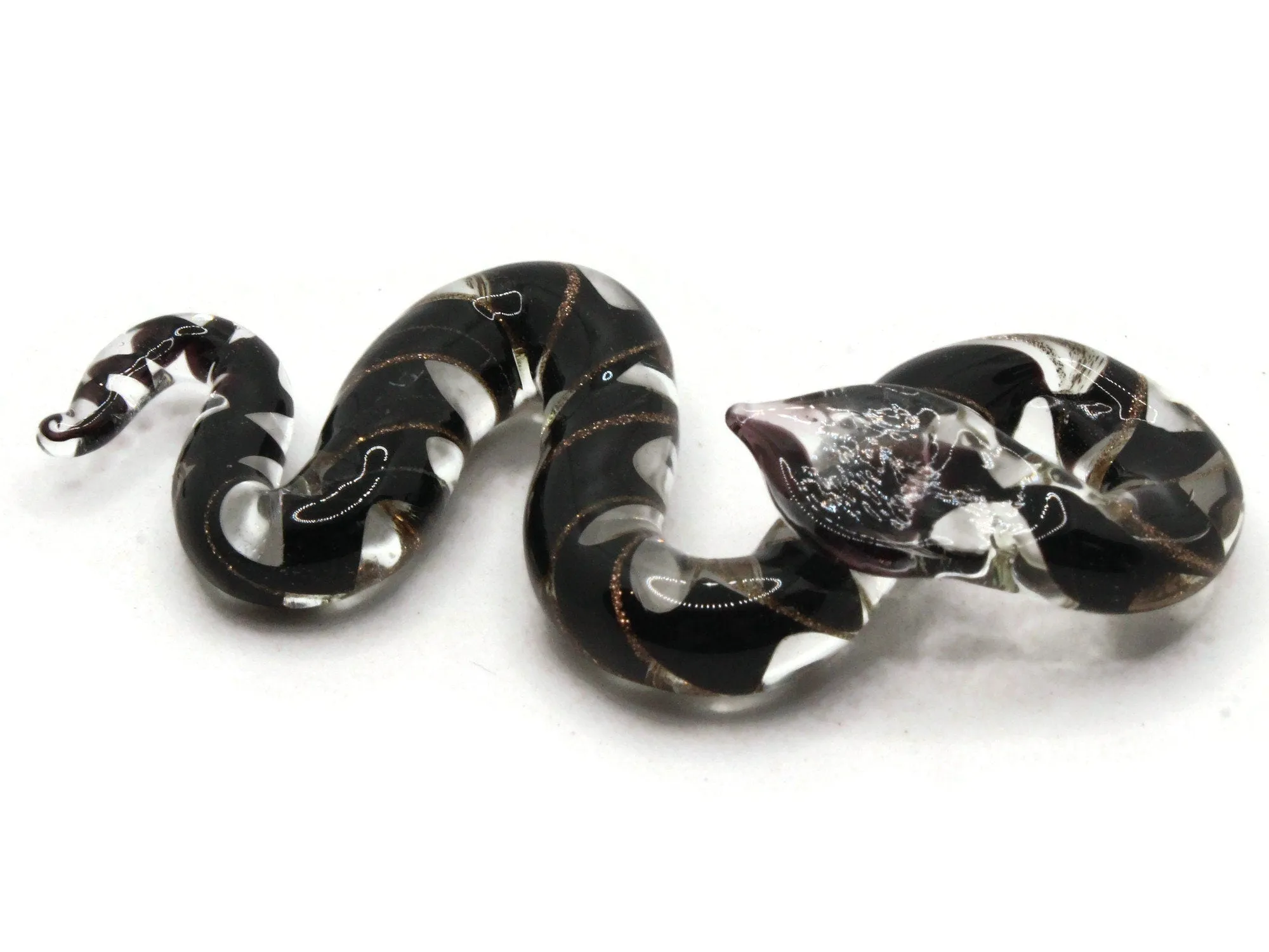 Black and Clear Spiral Glass Snake Pendant