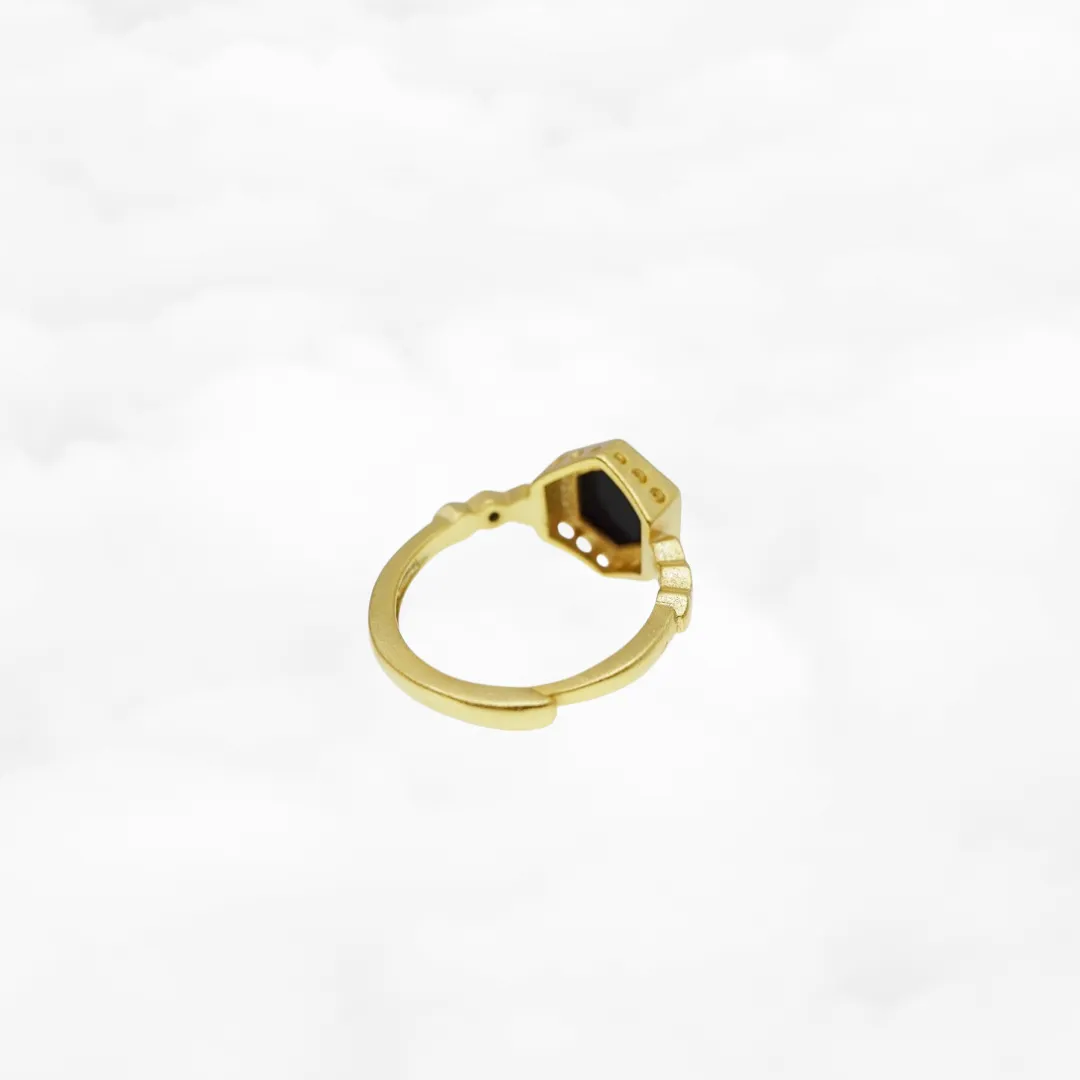 Black Jade Honeycomb Ring