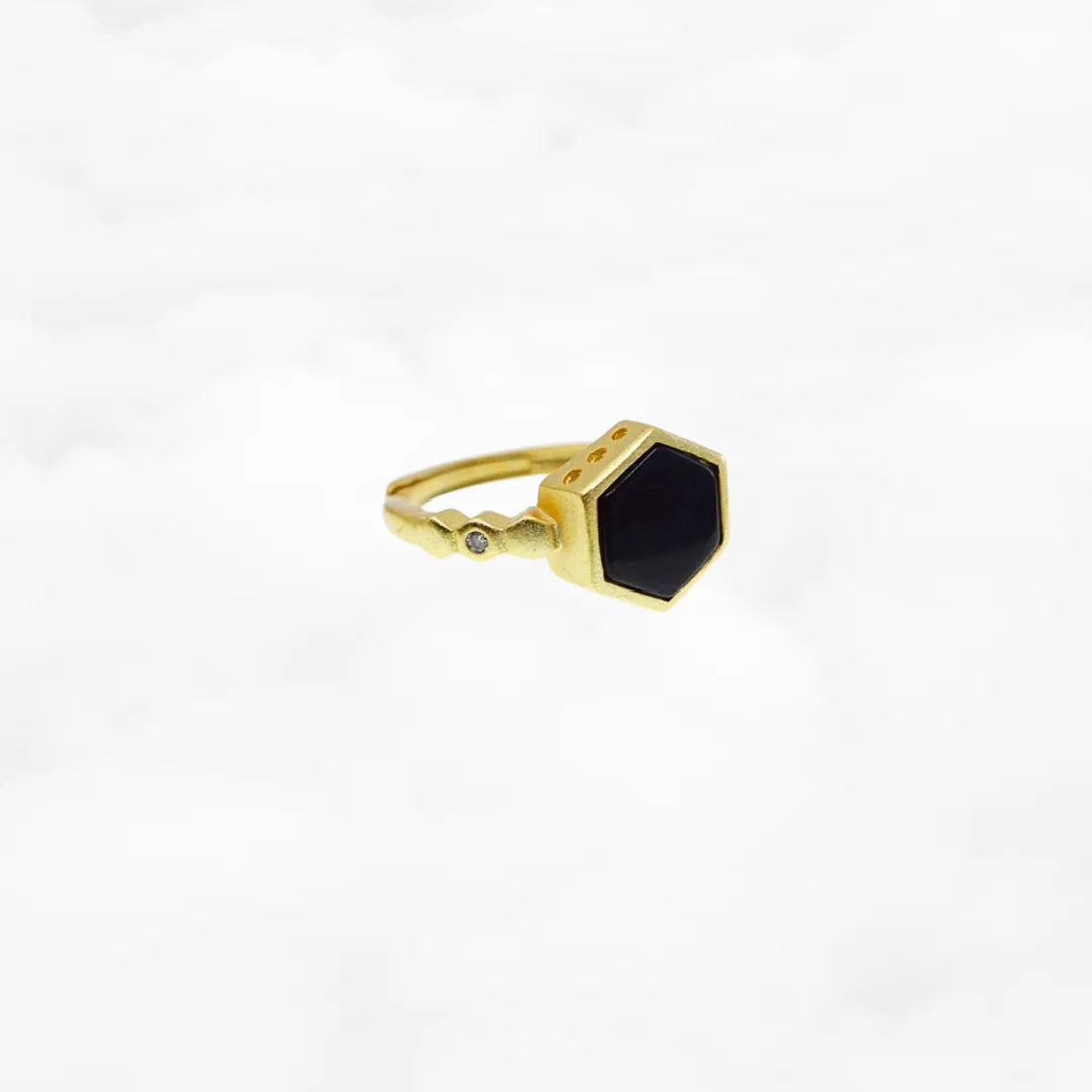 Black Jade Honeycomb Ring