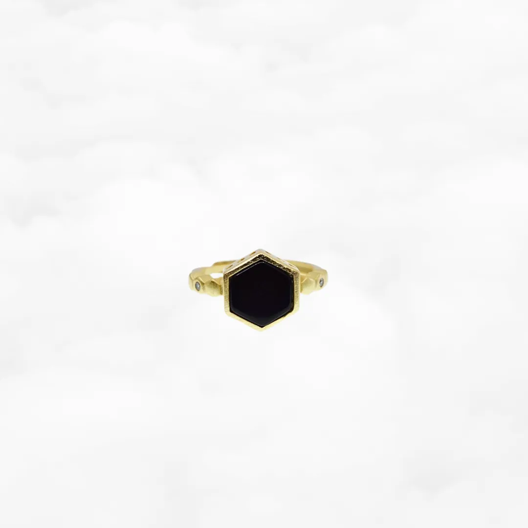 Black Jade Honeycomb Ring