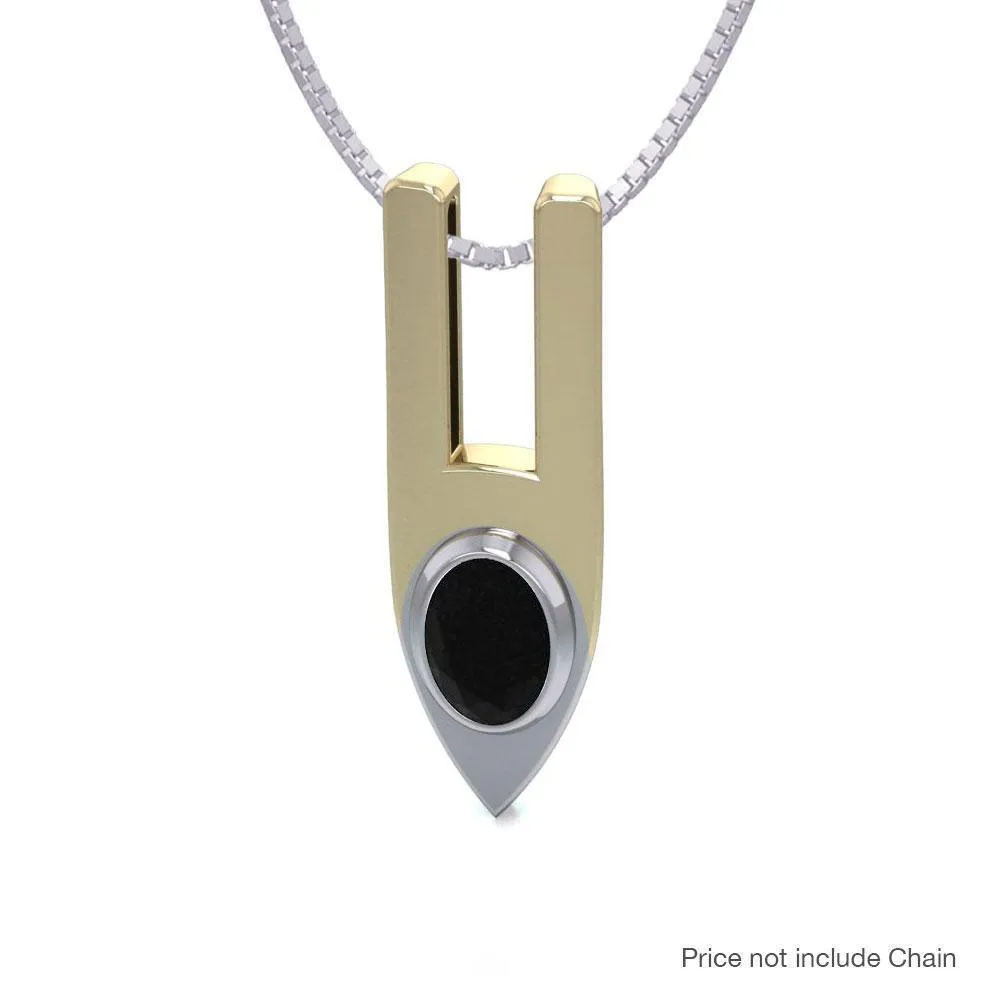 Black Magic Contemporary Silver & Gold Pendant MPD840