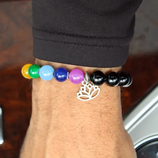 Black Seven Chakra Bead Bracelet