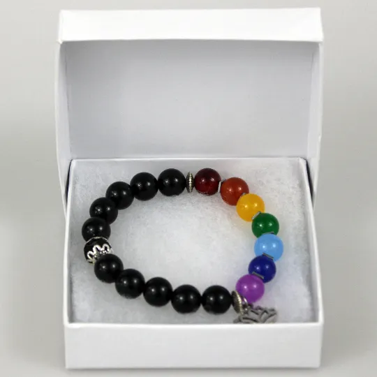 Black Seven Chakra Bead Bracelet