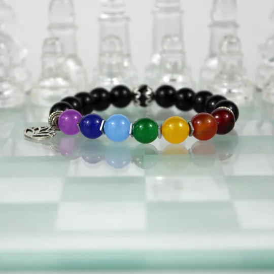 Black Seven Chakra Bead Bracelet