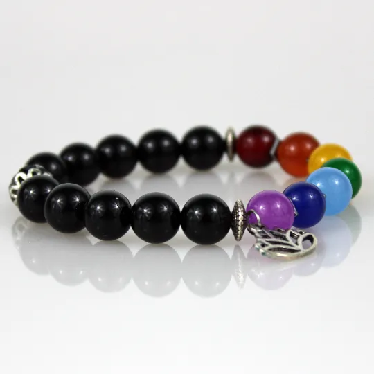 Black Seven Chakra Bead Bracelet